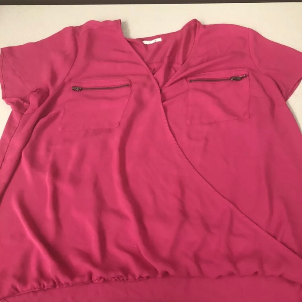 MAKE OFFER! Maurices Plus 2 Pink Faux Wrap High Low Blouse